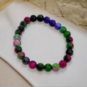 Petals of Peace Green & Purple Jade Energy Handcrafted Bracelet